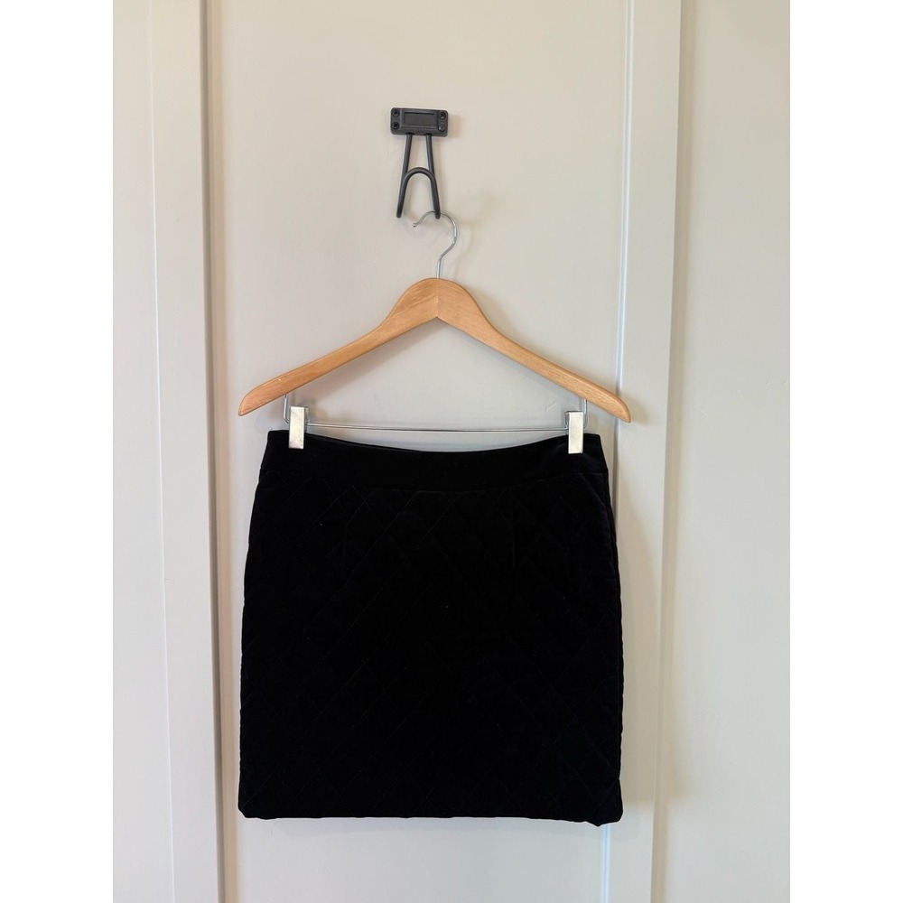 FRAME Quilted Velvet Mini Skirt Noir Black‎ Diamond Stitch edgy Womens 8